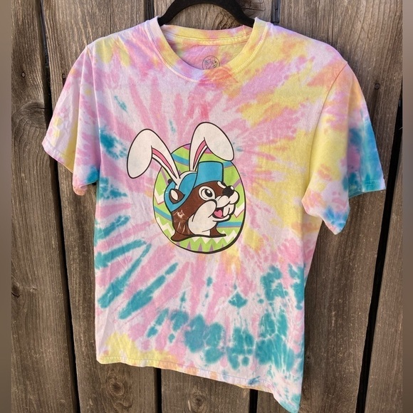 Women's Buc-ee's T-Shirt Multicolor Logo Tie Dye S Crew Cotton Gas Texas Food - Picture 3 of 10